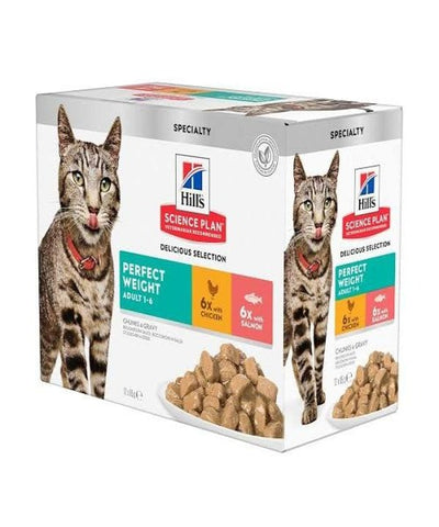 Hill's™ Science Plan™ Perfect Weight  Chicken & Salmon Wet Adult Cat Food Pouches 12 x 85g