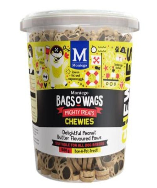 Montego Bags O Wags Chewies Peanut Butter Paws Dog Treats 500G