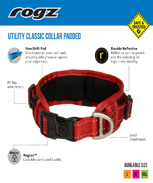 Rogz Classic Padded Dog Collar
