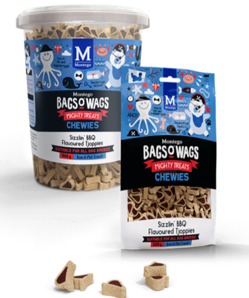 Montego Bags O Wags Chewies BBQ Tjoppies Dog Treats 500G