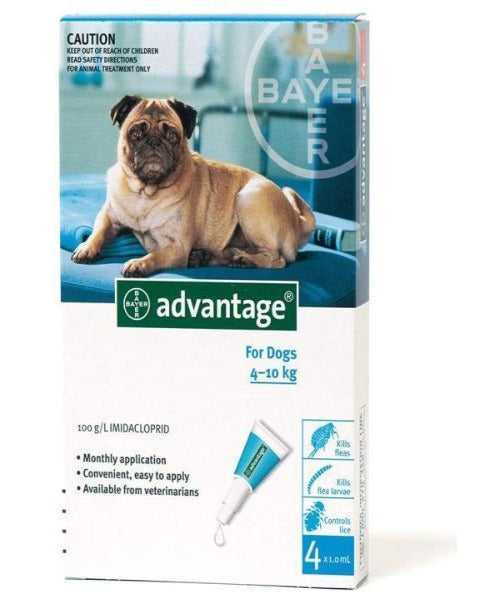 Advantage Dogs MED 4-10KG Turquoise Flea & Lice Treatment for Dogs