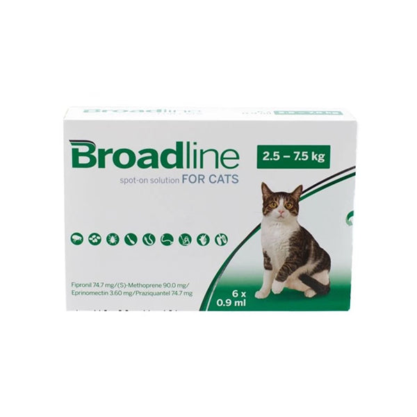 BROADLINE CAT LRG (2.5-7.5KG) Single Tab - FLEA AND TICK TREATMENT - Pet Mall