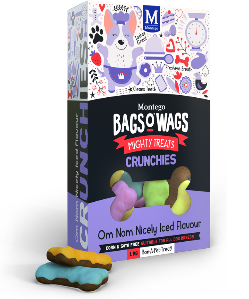 Bags O’ Wags Crunchies Om Nom Nicely Iced  Flavour 1 kg