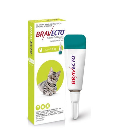 Bravecto Spot On Tick & Flea Treatment for Small Cats 112MG (1.2 - 2.8KG)