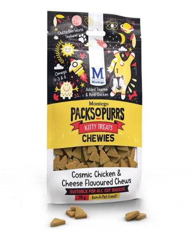 Montego Bags O Wags Chewies Packs O' Purrs Chicken & Cheese Cat Treats 70G