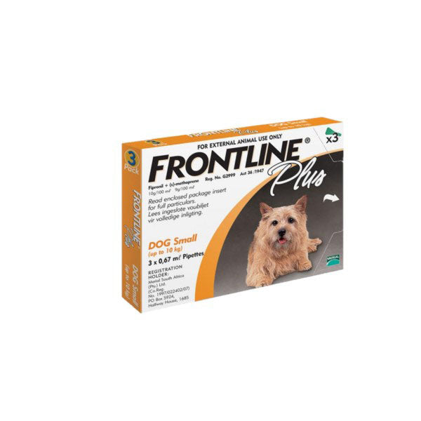 FRONTLINE PLUS TICK & FLEA CONTROL FOR DOG 0-10KGs - 3'S - Pet Mall