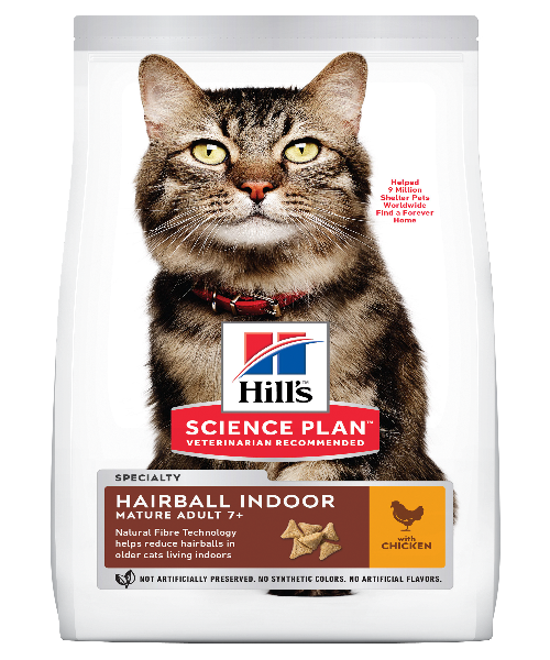 Hill's™ Science Plan™ Mature Adult 7+ Hairball Indoor Chicken Cat Food 2,5 KG - Pet Mall