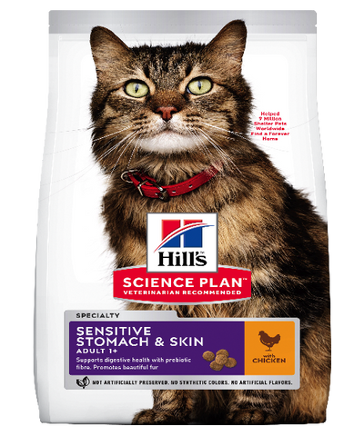 Hill's™ Science Plan™ Feline Adult Sensitive Stomach & Skin Chicken Cat Food - Pet Mall