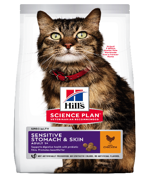 Hill's™ Science Plan™ Feline Adult Sensitive Stomach & Skin Chicken Cat Food - Pet Mall