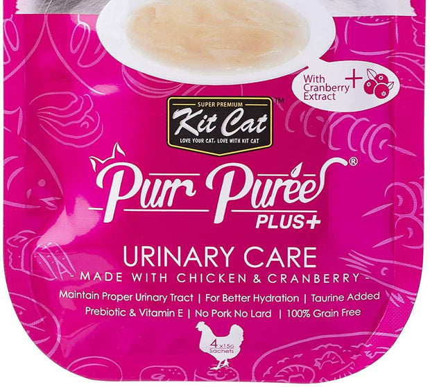 Kit Cat Purr Puree Plus Urinary Care Cat Treats 4 x 15g