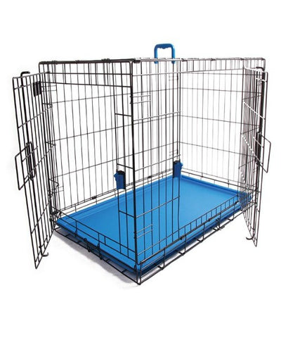 M-PETS Voyager Blue Wire Dog Crate - Pet Mall