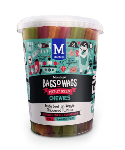 Montego Bags O Wags Chewies Beef & Veggie Sticks Dog Treats 500G