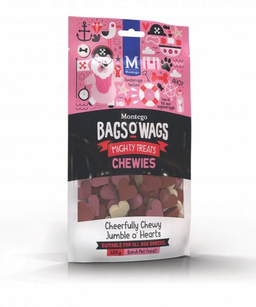 Montego Bags O Wags Chewies Hearts Mix Dog Treats 120G