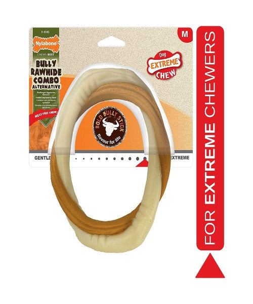 Nylabone Extreme Chew Bully Stick Ring Beef Dog Chewing Toy Medium
