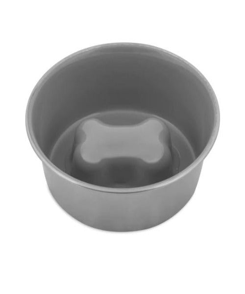 Petmate Painted Stainless Steel Slow Feed Dog Bowl