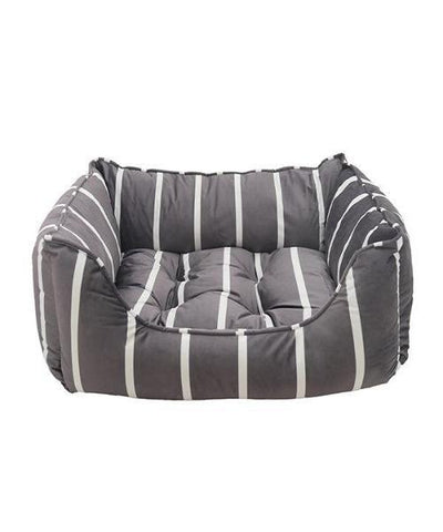 Rosewood Grey Striped Velvet Dog Bed