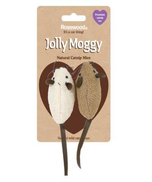 Rosewood Jolly Moggy Natural Wild Catnip Mice Cat Toy 2pc