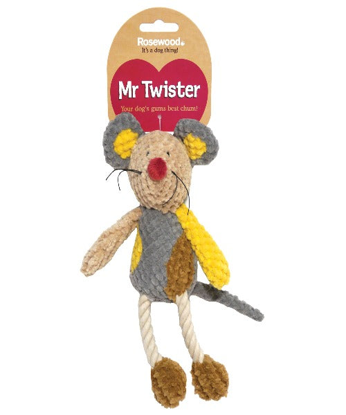 Rosewood Mister Twister Rope and Plush Molly Mouse Dog Toy