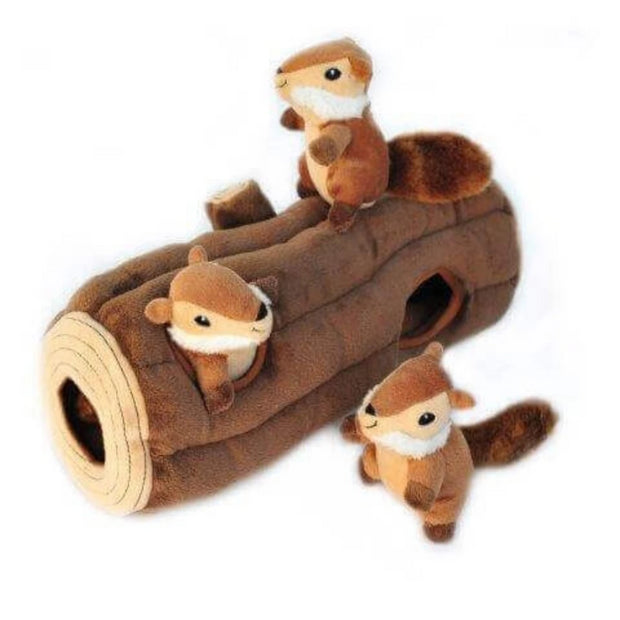 Zippy Burrow Log with 3 Chipmunks  - Pet Mall 
