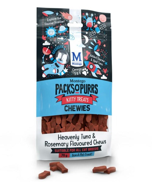Montego Bags O Wags Chewies Packs O' Purrs Tuna & Rosemary Cat Treats 70G