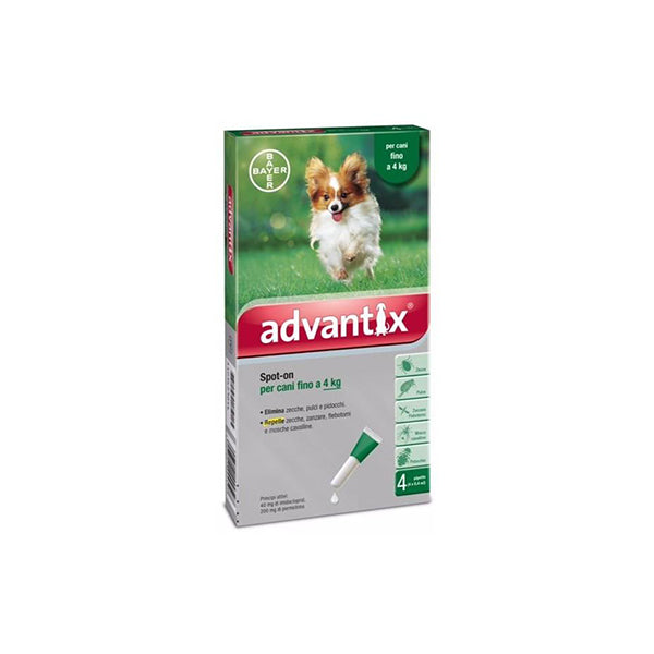 ADVANTIX SMALL DOG 1.5-4KG (4X0.4ML) GREEN TREATMENT OF FLEAS FOR DOGS , TICKS AND MOSQUITOES - Pet Mall