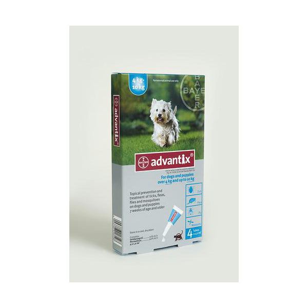 ADVANTIX MEDIUM DOG 4-10 KG (4X1.0ML) TURQ TREATMENT OF FLEAS FOR DOGS , TICKS AND MOSQUITOES - Pet Mall