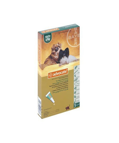 ADVOCATE SMALL DOG (3X0.4ML) 1-4KG TREATMENT OF MIXED PARASITIC INFECTIONS - Pet Mall