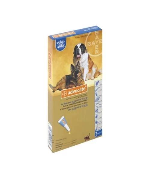 ADVOCATE XLARGE DOG (3X4.0ML) 25-40KG TREATMENT OF MIXED PARASITIC INFECTIONS ON DOGS - Pet Mall