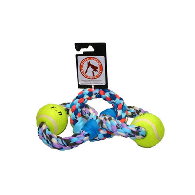 Supa-Chew Cotton 3 Rings Rope Dog Toy with 2 Balls - Pet Mall