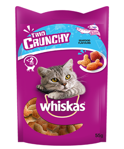 Whiskas Trio Crunchy Seafood Adult Cat Treats 55g X 6