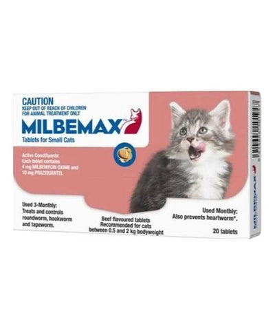 MILBEMAX SMALL CAT & KITTEN 0.5-2KG 20'S DEWORMING - Pet Mall