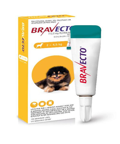 Bravecto Spot On Tick & Flea Treatment for Toy Dogs (2-4.5KG) 112.5MG - Pet Mall