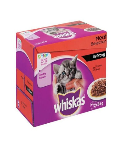 Whiskas Meat Selection In Gravy Kitten Multipack Adult Pouches 12 x 85g