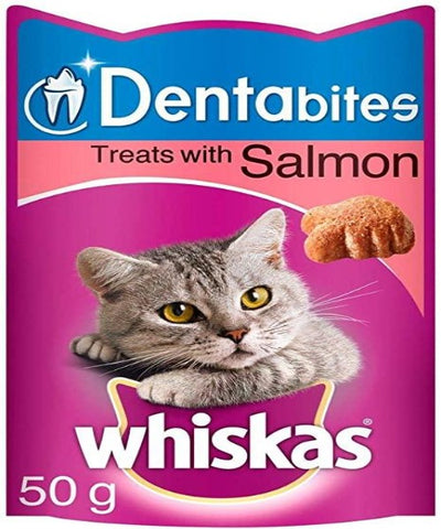 Whiskas Dentabites Salmon Adult Cat Treats 50g X 8